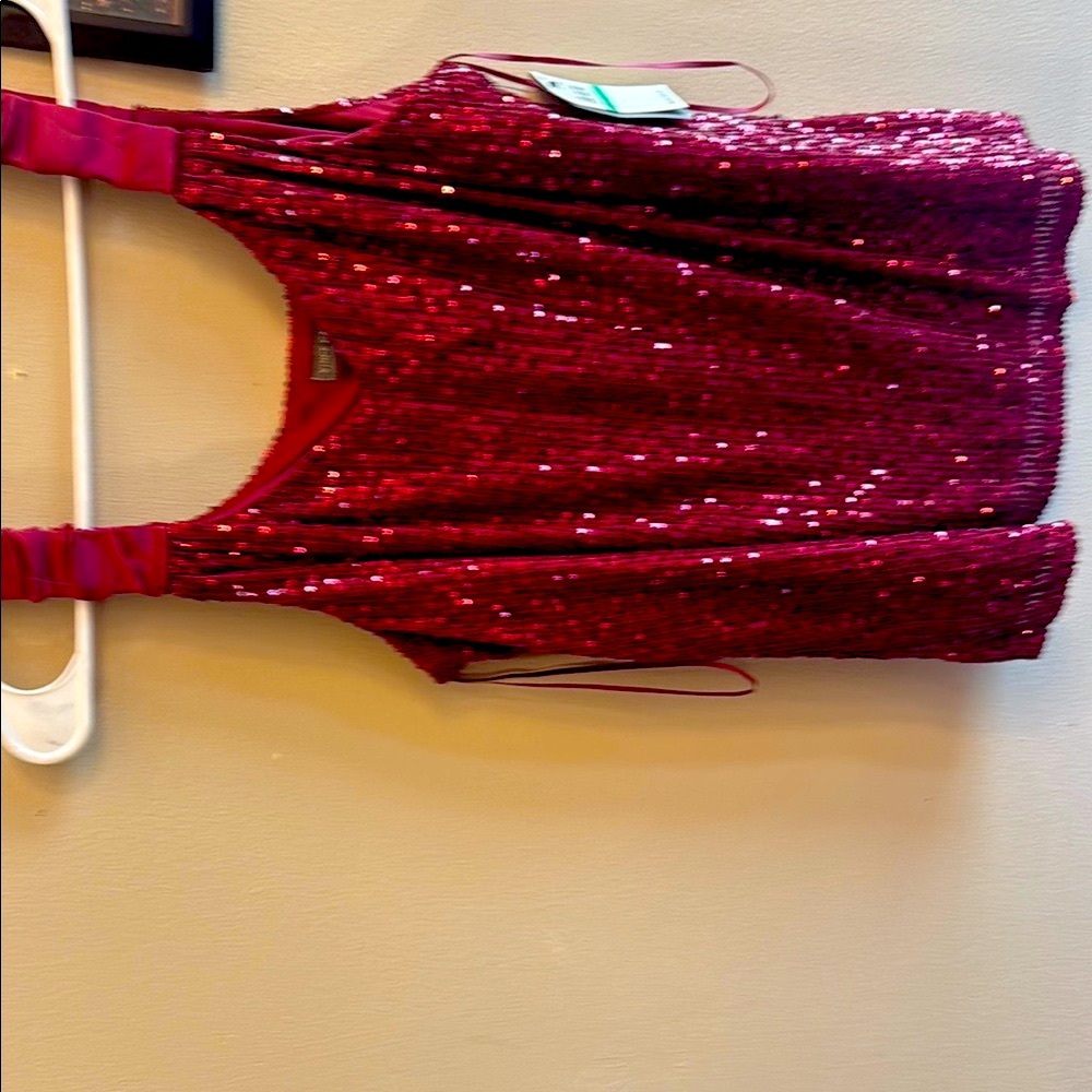 Vince Camuto Sequin Sleeveless Top - Red
